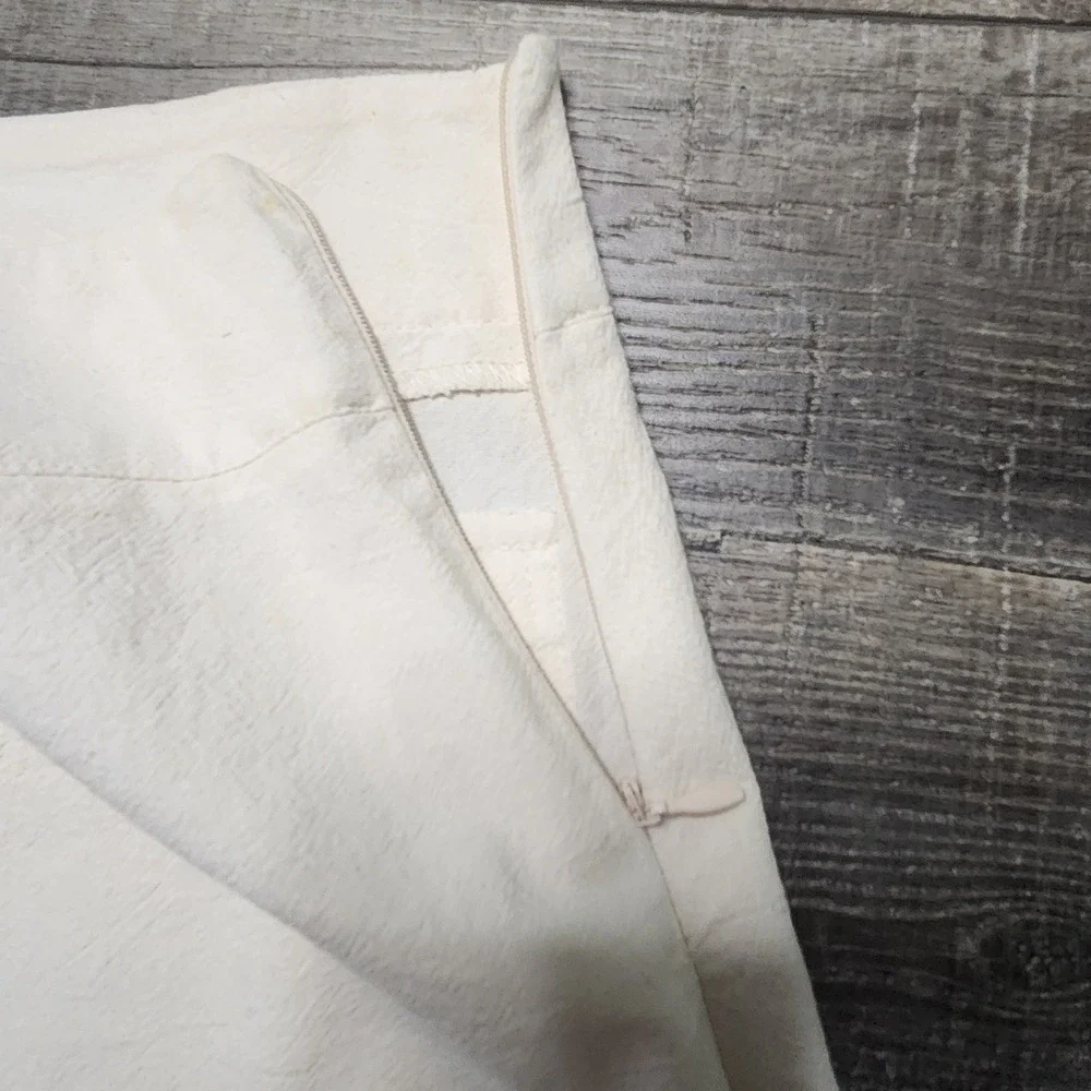 Mini Skirt Womens M Cream Textured Cotton A Line Pockets Coastal Western Cottage